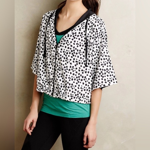 Anthropologie Pure+Good Obscura Dotted Cropped Windbreaker Size XS - Picture 1 of 7